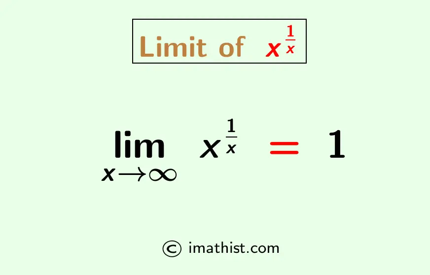 Limit of x^1/x as x approaches infinity